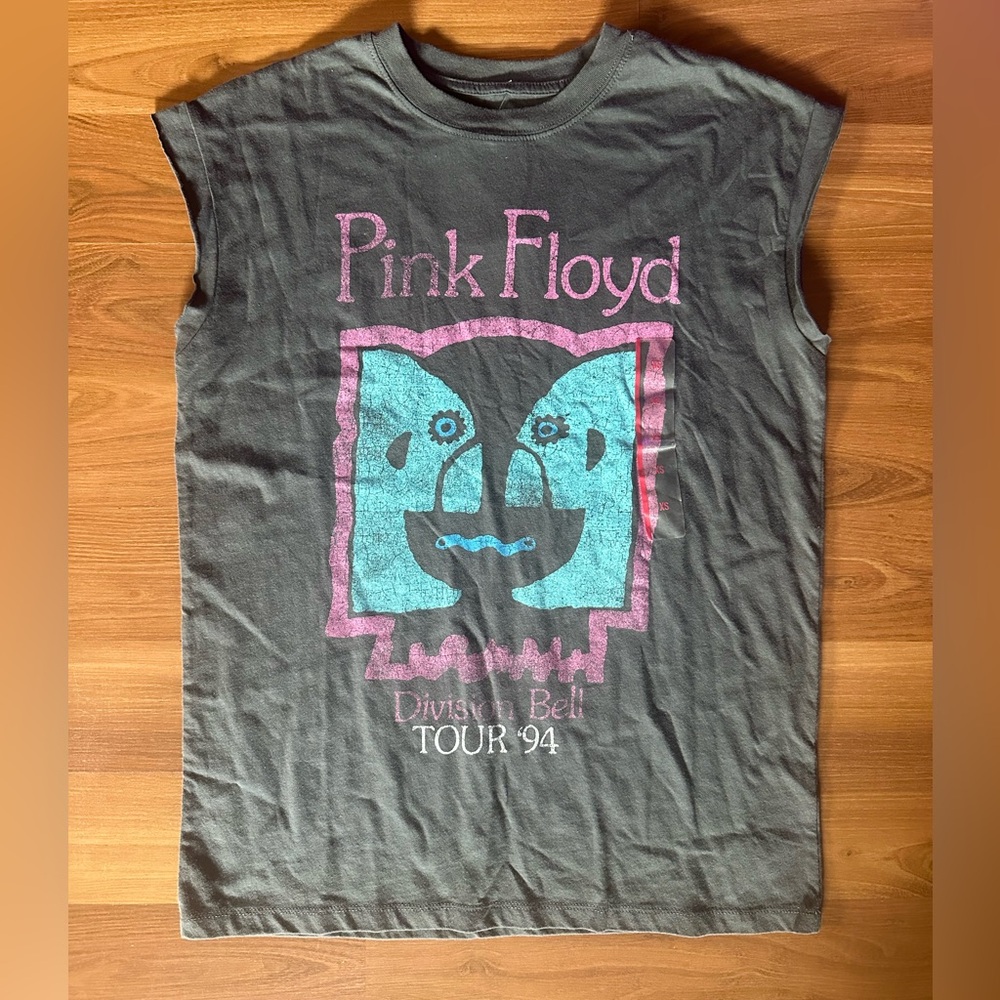 Pink Floyd Division Bell Gray Tank Top with Pink and Teal Tour Graphic